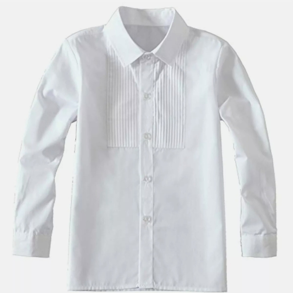 YuanLu White Pleated Tuxedo Shirt child size 12 formal wedding event party dance